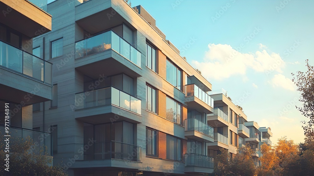 Obraz premium Stunning high-rise residential building architecture captured in detailed design pictures