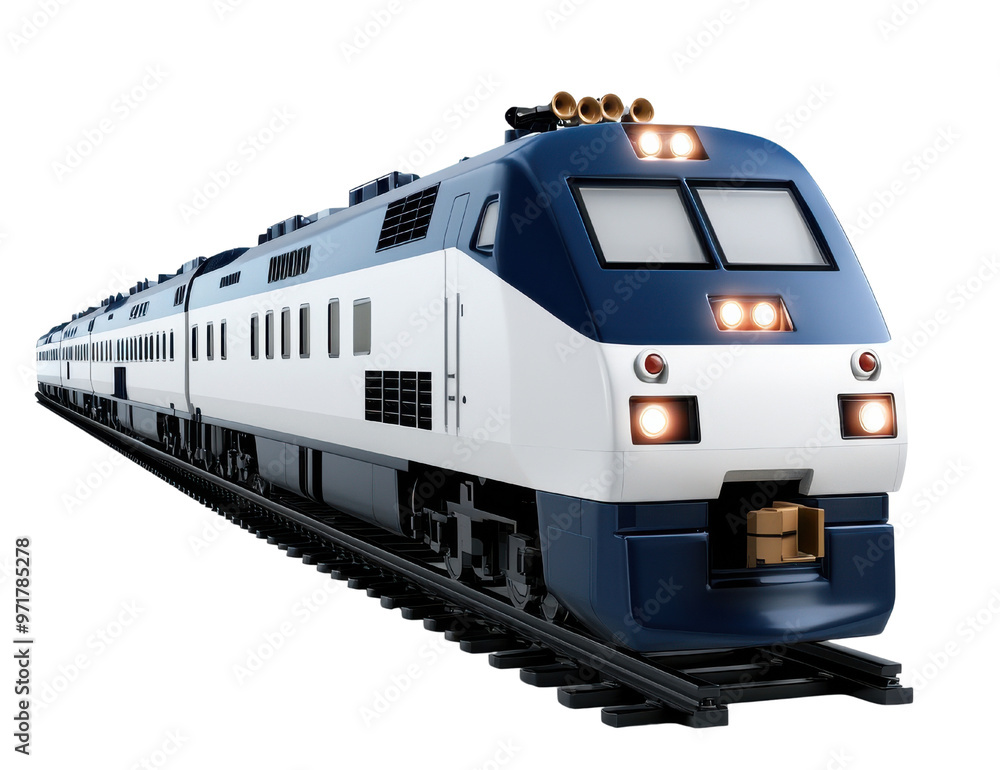 A sleek, modern train traveling along the tracks, showcasing its powerful design and efficiency in public transportation. A sleek, modern train traveling along the tracks, showcasing its powerful design and efficiency in public transportation.
