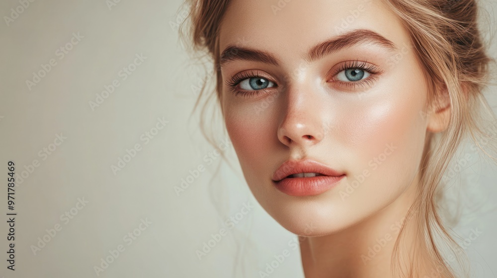 Portrait of a Beautiful Woman with Blonde Hair and Blue Eyes Portrait of a Beautiful Woman with Blonde Hair and Blue Eyes
