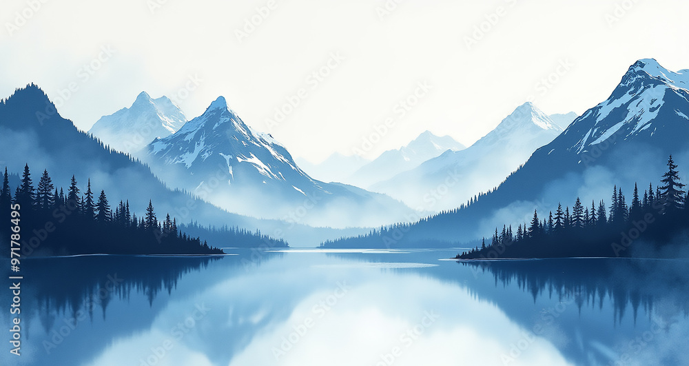 Naklejka premium landscape with lake