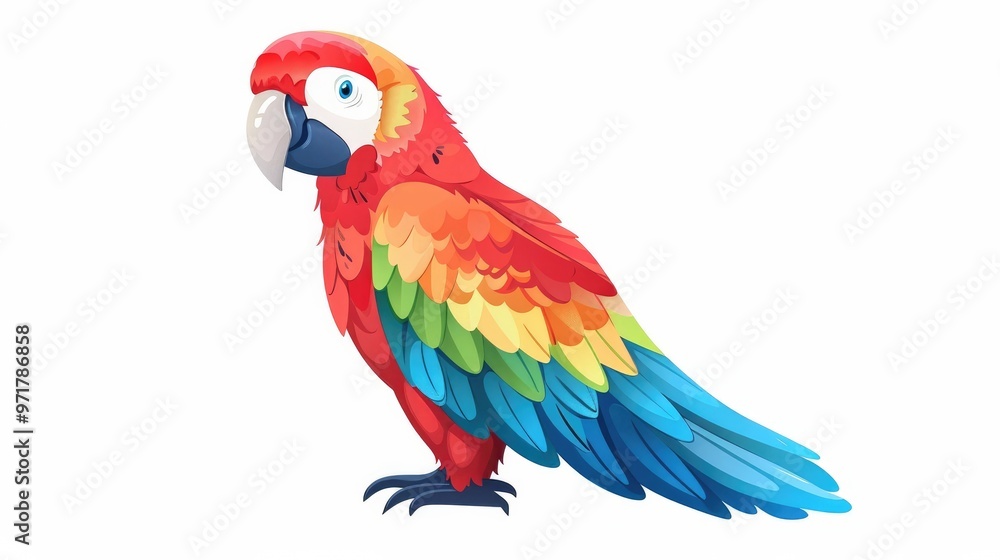Vibrant Macaw Parrot with Stunning Multicolored Feathers Perched on Branch in Tropical Setting Captivating and Magnificent Bird with Vivid Plumage and Bright Colors in a Natural Wildlife Environment Vibrant Macaw Parrot with Stunning Multicolored Feathers Perched on Branch in Tropical Setting Captivating and Magnificent Bird with Vivid Plumage and Bright Colors in a Natural Wildlife Environment