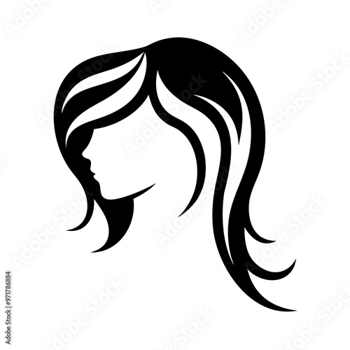 Hairstyle Silhouette Icon - Transparent Background Clipart