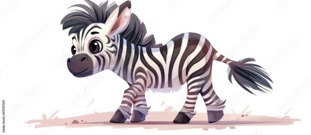 Obraz premium Cute and Playful Cartoon Zebra Character in Various Poses on Bright Savanna or Safari Themed Background Adorable Perfect for Children s Room Decor T shirt Designs Graphic Design Elements and More