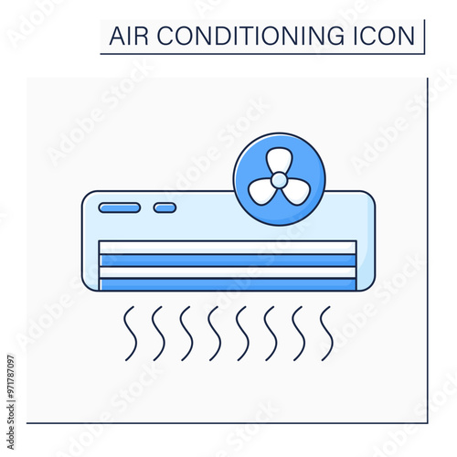 Fan mode color icon.Circulating air within room. Energy saver. Air conditioning concept. Isolated vector illustration