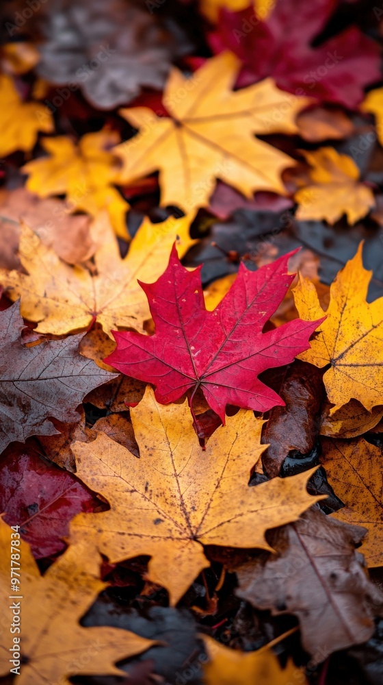 Vibrant autumn leaves scattered across a natural background Vibrant autumn leaves scattered across a natural background