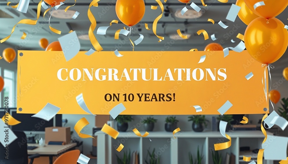 a celebratory horizontal banner for a worker's 10th anniversary