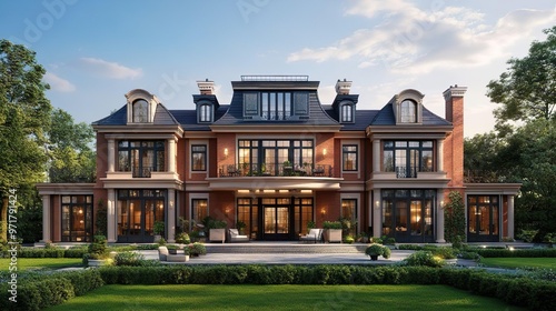 Stunning mansion building showcasing luxurious architecture in detailed design pictures