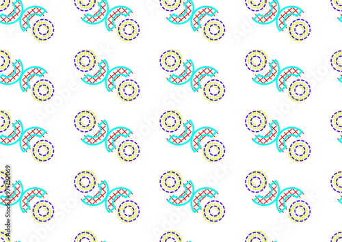 Abstract geometric seamless pattern 80s-90s aesthetic. Contemporary memphis inspired design background. Electric neon colors