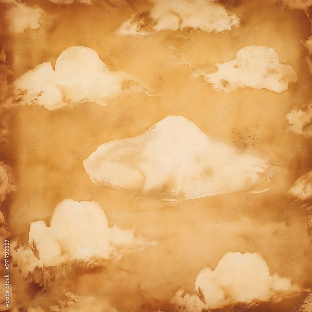 Fototapeta premium Water color like cloud on old paper texture background