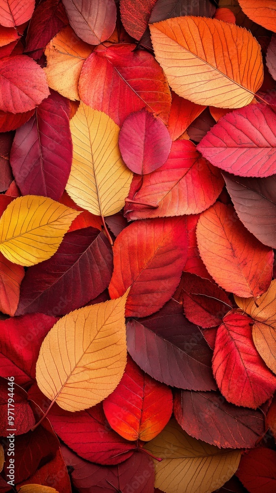 Fototapeta premium Vibrant autumn leaves scattered across a natural background