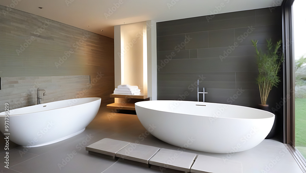 serene bathroom large soaking tub stone walls bamboo accents serene bathroom large soaking tub stone walls bamboo accents