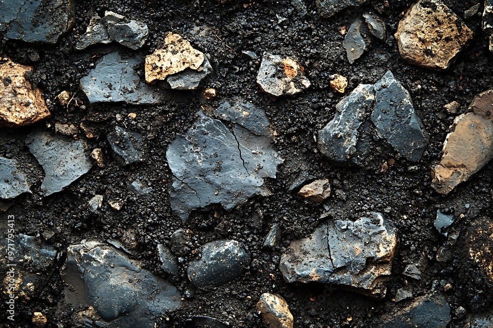 Dark soil texture with stones and rocks Dark soil texture with stones and rocks