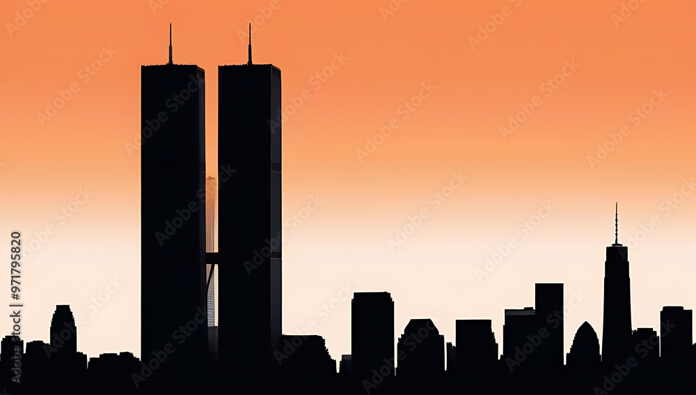 sunset silhouette twin towers serves powerful reminder september sunset silhouette twin towers serves powerful reminder september