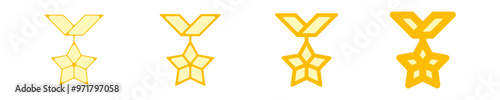 ensemble picto icones medaille honneur recompense vainqueur or jaune