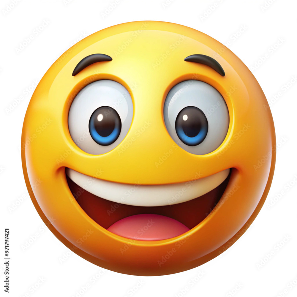 Bright Yellow Smiley Face Emoji with Big Smile on Transparent Background Bright Yellow Smiley Face Emoji with Big Smile on Transparent Background