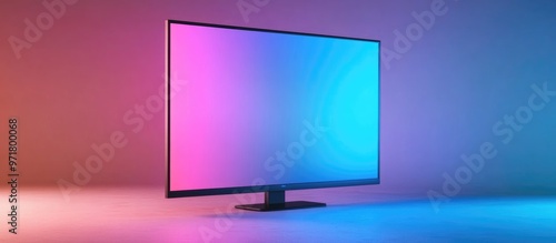 Realistic LCD screen mockup Modern LED panel with a large display featuring a blank template for television or computer monitor illustrations 3D rendering photo