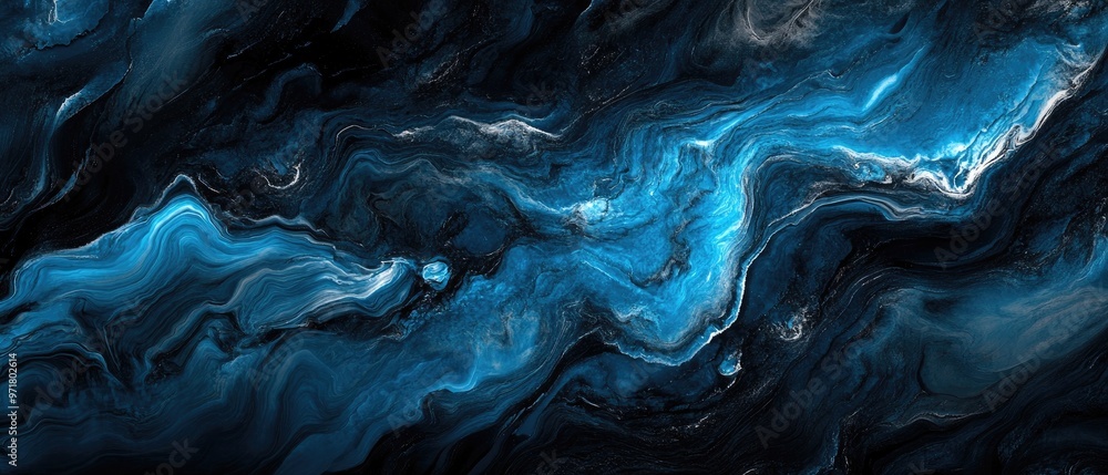Abstract marble texture background featuring liquid art with black and blue color effects suitable for creative design and fractal art applications Abstract marble texture background featuring liquid art with black and blue color effects suitable for creative design and fractal art applications