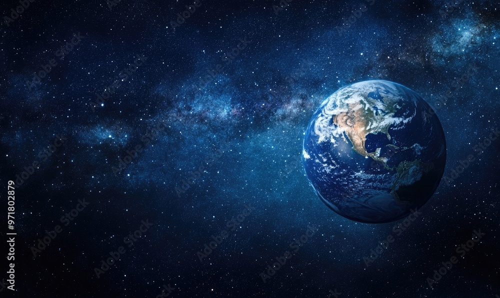 Obraz premium Nighttime Earth Under a Starry Sky