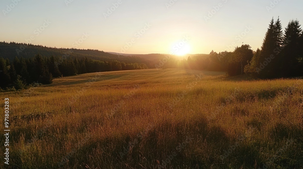 Golden Sunset over a Field Golden Sunset over a Field