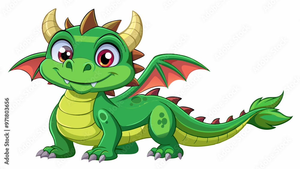 cartoon character green dragon, cheerful and happy cartoon character green dragon, cheerful and happy