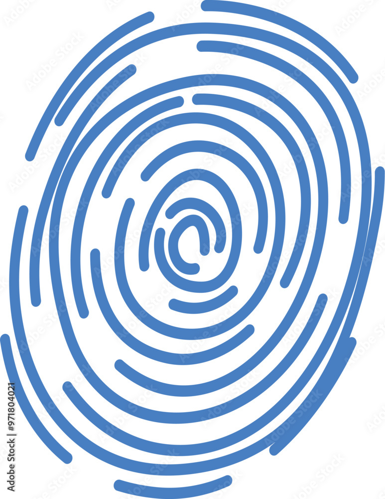 Blue fingerprint design is swirling on a white background representing the concept of individuality Blue fingerprint design is swirling on a white background representing the concept of individuality