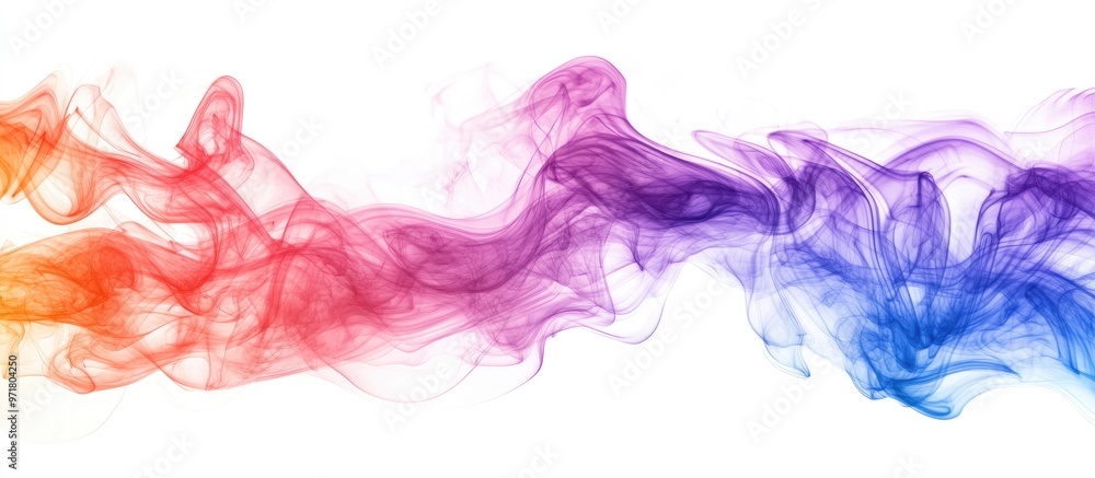Colorful abstract wave smoke on a white backdrop Colorful abstract wave smoke on a white backdrop