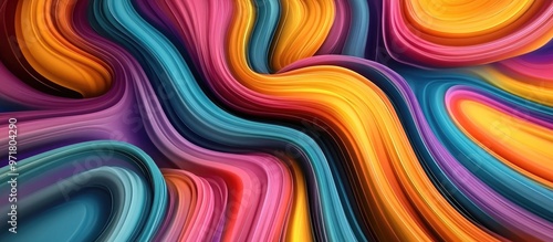 Wallpaper Mural Colorful warped lines 2d background Modern abstract design featuring multicolored stripes and a surreal curly texture Torontodigital.ca