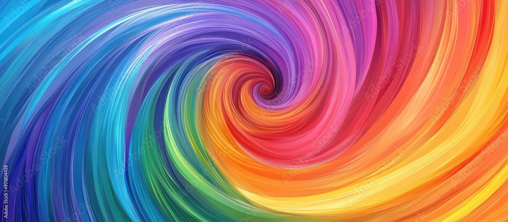 Obraz premium Vibrant swirling rainbow background Colorful illustration featuring twisted spiral rays Abstract design bursting with multicolor