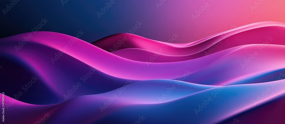 Fototapeta premium 3D Render Abstract Neon Background Wavy Vintage Minimal Design