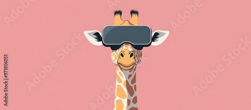 Giraffe Wearing Virtual Reality Glasses Exploring New Experiences In Art