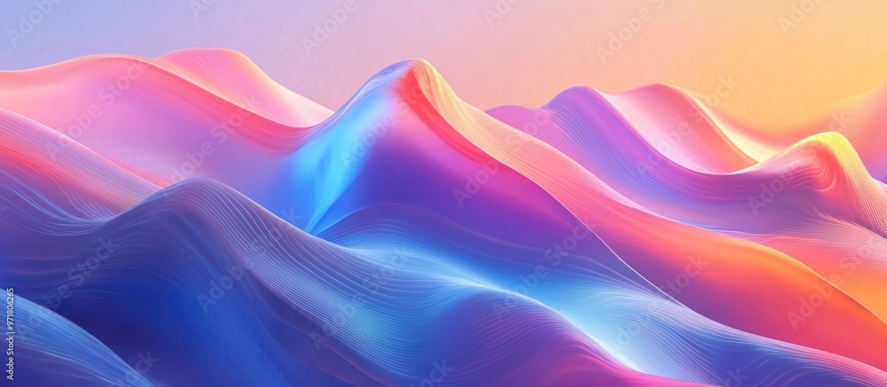 Iridescent Abstract Wave Background Holographic Design 3D Shape Iridescent Abstract Wave Background Holographic Design 3D Shape