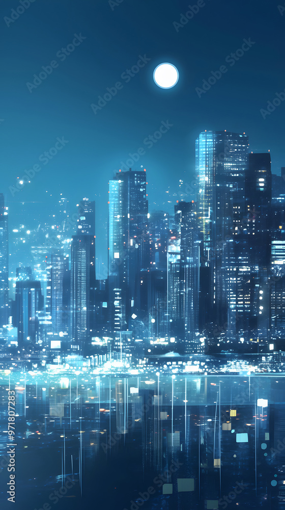 Obraz premium Dreamy night scene of future city