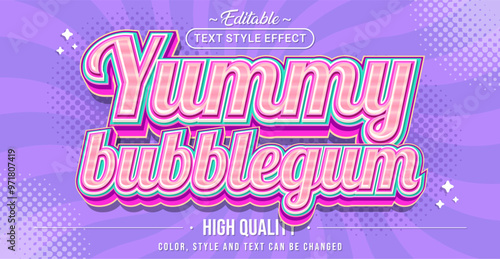 Editable text style effect - Yummy Bubblegum text style theme.