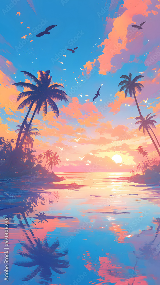 Obraz premium Beach sunset scenery