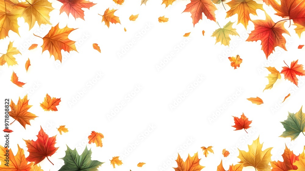 Autumn seasonal background with long horizontal border made of falling autumn green, golden, red and orange colored leaves isolated on background. Hello autumn vector illustration
Autumn seasonal background with long horizontal border made of falling autumn green, golden, red and orange colored leaves isolated on background. Hello autumn vector illustration