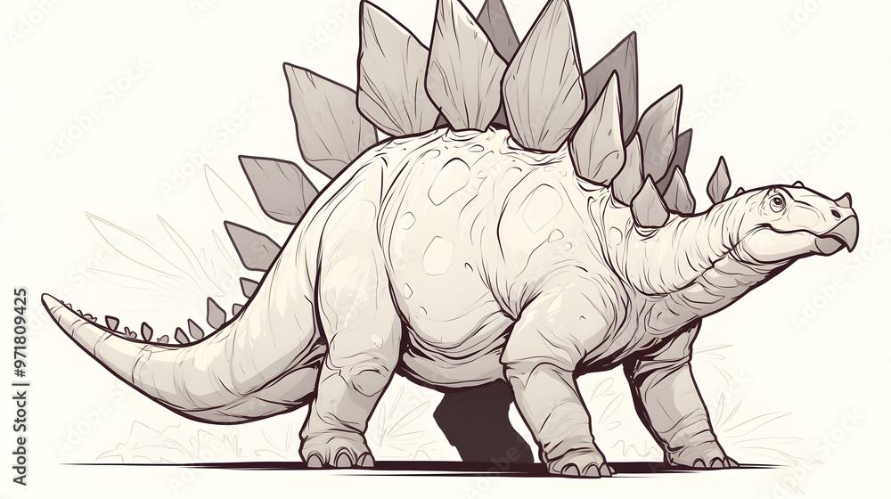 Fototapeta premium Stegosaurus Line Drawing
