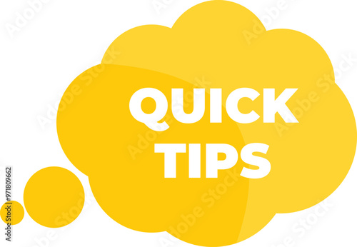 Yellow thought bubble is showing the concept of quick tips