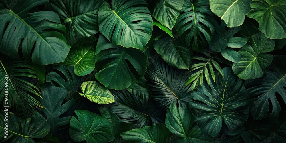 Dense Tropical Leaves with Dark and Moody Lighting Dense Tropical Leaves with Dark and Moody Lighting