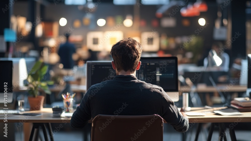Focused Programmer in a Modern Office Focused Programmer in a Modern Office