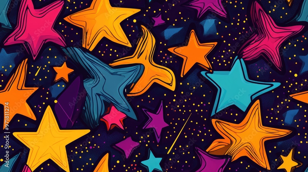 Vibrant seamless star pattern Infinite raster ornament Vibrant seamless star pattern Infinite raster ornament