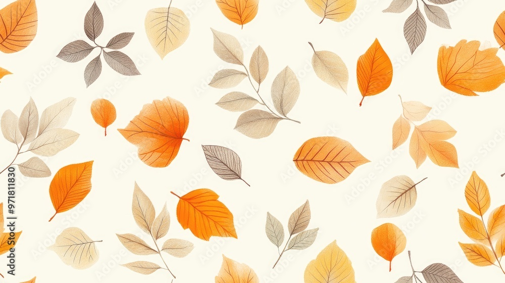 Obraz premium Autumn leaf pattern on a soft background ideal for phone wallpapers fabrics websites gift wrap or book covers