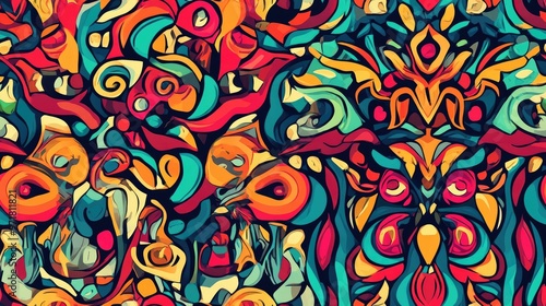 Abstract pattern with vibrant colors and intricate designs