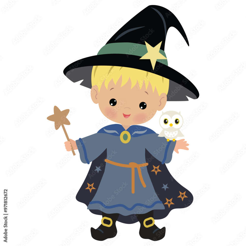 Cute little wizard vector cartoon illustration Cute little wizard vector cartoon illustration
