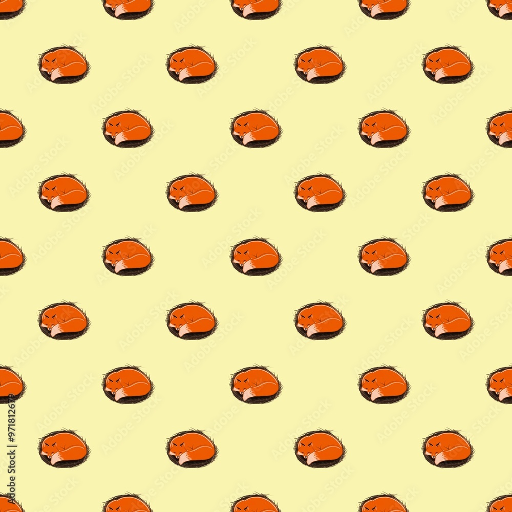 seamless pattern with sleepy fox seamless pattern with sleepy fox