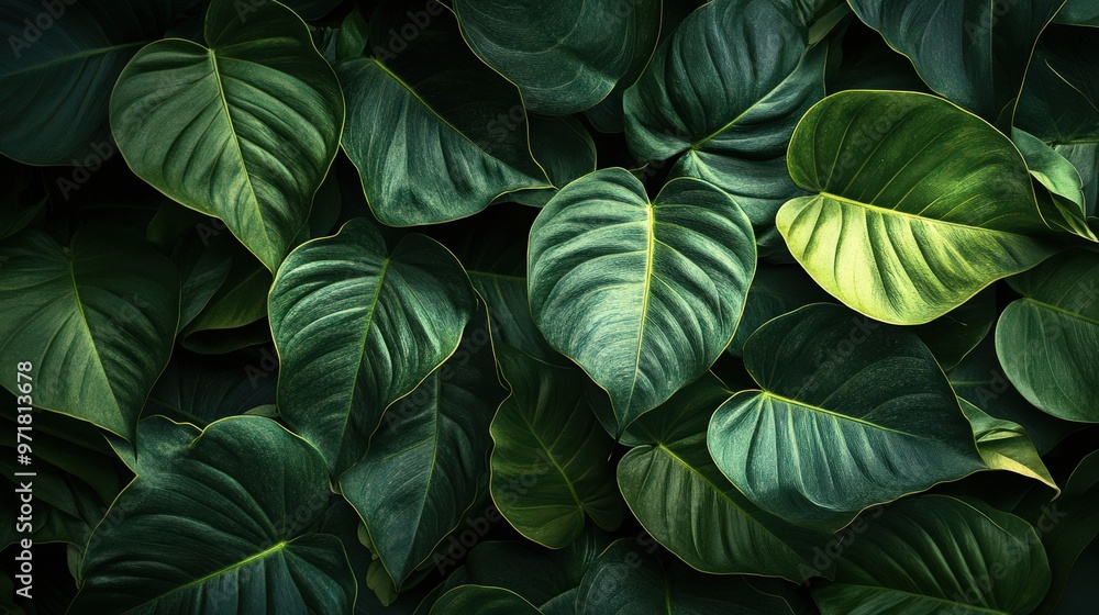 custom made wallpaper toronto digitalDense Tropical Leaves with Dark and Moody Lighting