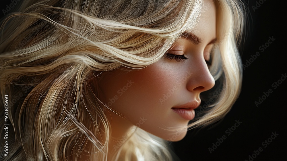Beautiful blonde woman with volume hairstyle. Beautiful blonde woman with volume hairstyle.