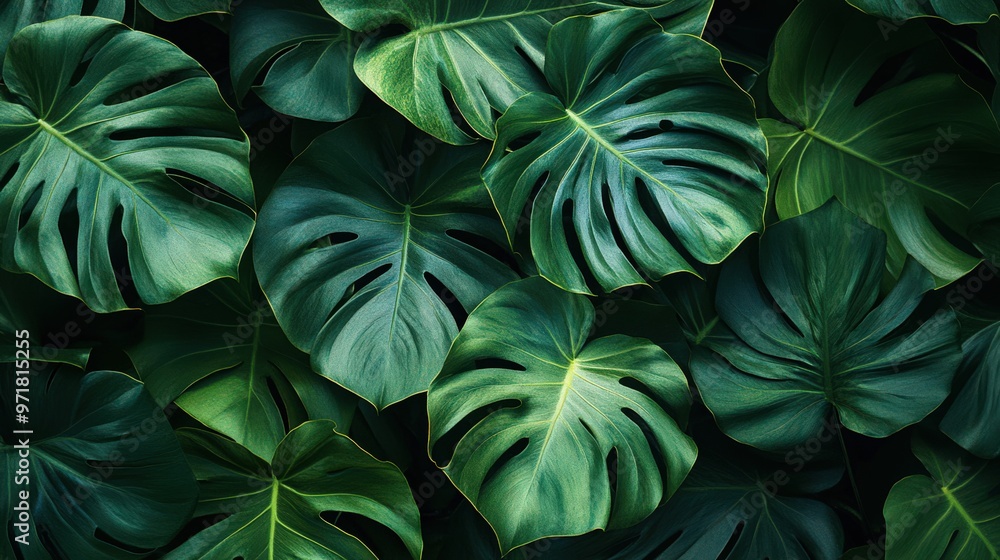 Dense Tropical Leaves with Dark and Moody Lighting Dense Tropical Leaves with Dark and Moody Lighting