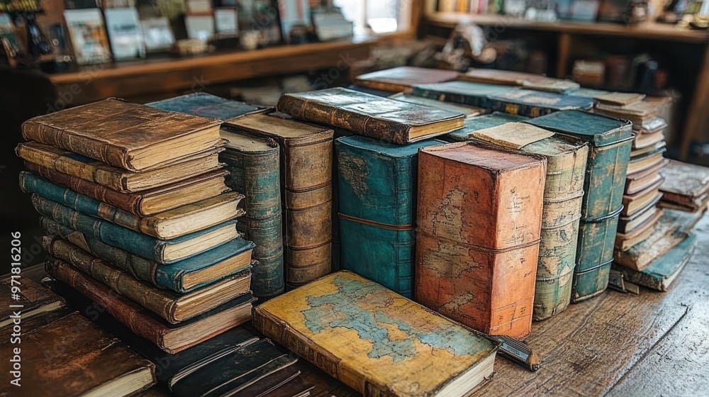 Fototapeta premium Vintage Books on Wooden Table