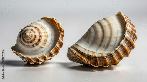 Shell fragment with plain white background