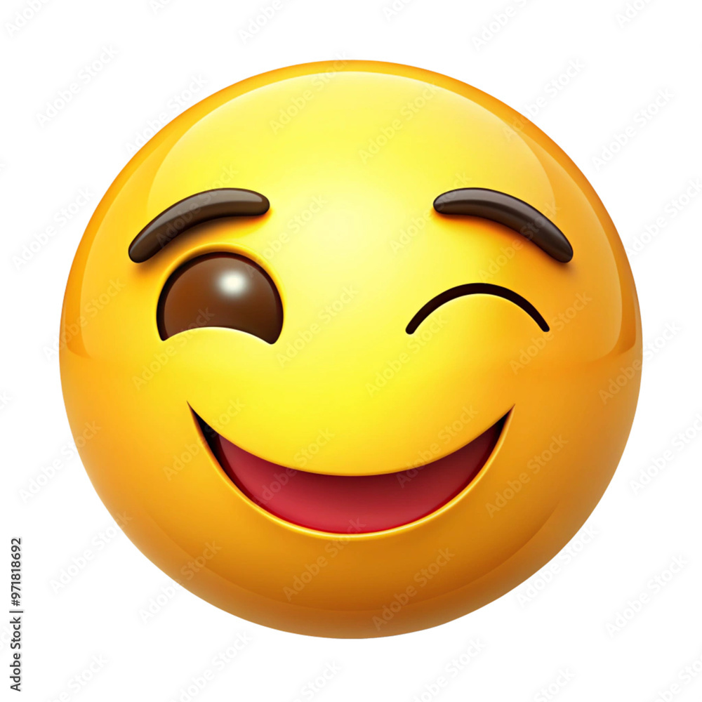 Cheerful Winking Emoji Expressing Joy and Playfulness on Transparent Background Cheerful Winking Emoji Expressing Joy and Playfulness on Transparent Background